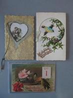 3 antieke zelfgemaakte fantasie Nieuwjaar wenskaart, Diversen, Wenskaarten, Ophalen of Verzenden, Zo goed als nieuw