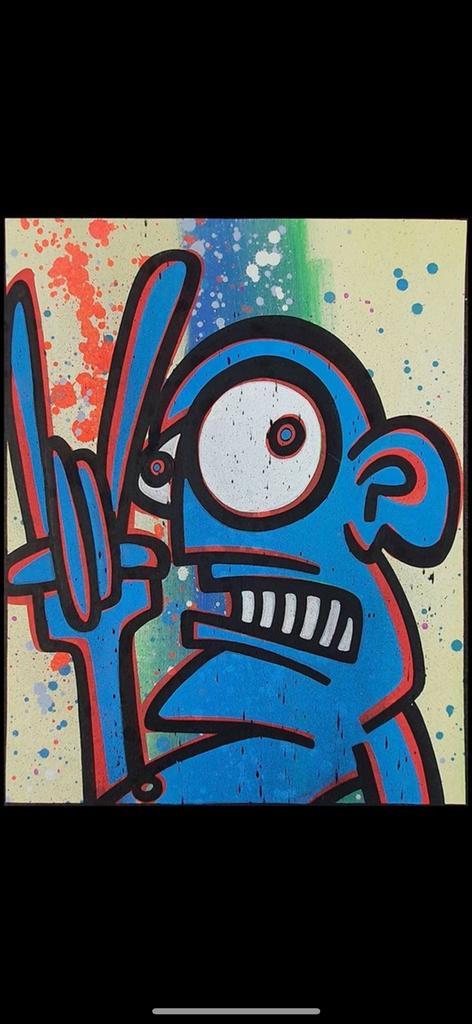 Galo — „Clash” — Acryl op doek, gesigneerd (2021), Antiek en Kunst, Kunst | Schilderijen | Modern, Ophalen of Verzenden