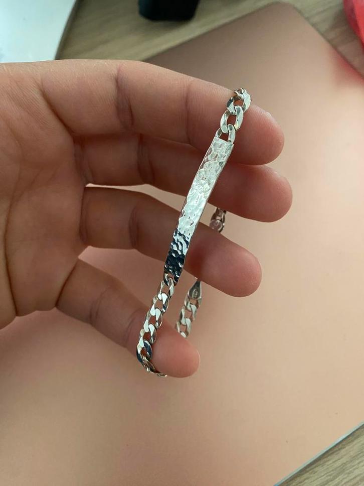 Bracelet en argent massif 925, maille gourmette, Handtassen en Accessoires, Armbanden, Zo goed als nieuw, Zilver, Zilver, Ophalen
