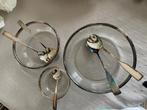 3 glazen schalen kommen met zilveren rand, Huis en Inrichting, Woonaccessoires | Schalen en Manden, Ophalen