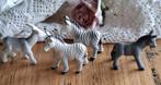 4 Vintage SCHLEICH dieren, geit, ezel en 2 zebra's, Ophalen of Verzenden, Gebruikt, Boerderijdier, Beeldje of Figuurtje