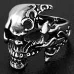 Edelstaal herenring biker zombie skull, Ophalen of Verzenden, Nieuw, IJzer of Staal