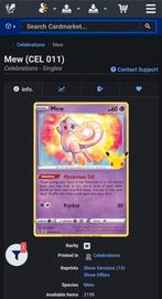 ISO mew #11 van celebrations!, Hobby en Vrije tijd, Verzamelkaartspellen | Pokémon, Ophalen of Verzenden, Zo goed als nieuw
