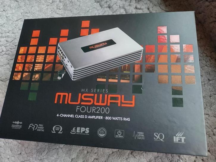 (Auto)versterker Musway Four 200 (4CH,400W RMS voor woofer), Auto diversen, Autospeakers, Nieuw, Ophalen of Verzenden