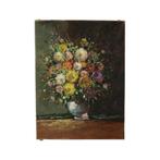 Kleurrijk Bloemen Stilleven Amateur Schilderij Gesigneerd 40, Ophalen of Verzenden