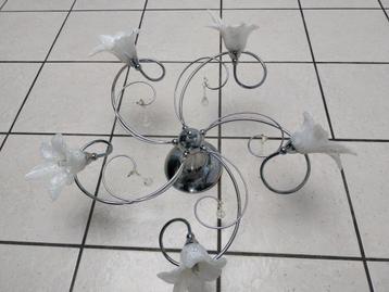 luster plafondlamp gedraaid model met 5 glaselementen beschikbaar voor biedingen