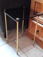 Table d appoint/ sellette verre foncé et laiton, Ophalen, Zo goed als nieuw, Glas