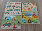 4 kinderpuzzels, Gebruikt, Ophalen of Verzenden, Van hout, Minder dan 10 stukjes