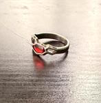 Nico Taeymans verzilverde ring met oranje accent, Handtassen en Accessoires, Ringen, Ophalen of Verzenden, Zo goed als nieuw, Rood