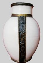 Antieke craquelé vaas in bronsomlijsting, Antiek en Kunst, Antiek | Vazen, Ophalen