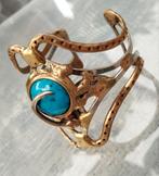 Prachtige zilveren/bronzen Art Brut armband met turquoise, Handtassen en Accessoires, Armbanden, Ophalen of Verzenden