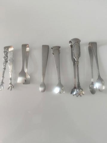Lot de pinces à Sucre en métal argenté et argent, Enlèvement ou Envoi