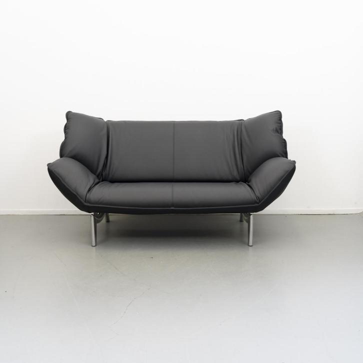 2x Leolux Tango 2-zits/192cm Bank Zwart Leer - Gepolijst, Maison & Meubles, Canapés | Repose-pieds & Poufs, Comme neuf, 125 cm ou plus