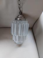 Art Deco skyscraper hanglamp mat en blinkend glas 33cm, Ophalen of Verzenden
