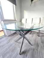Eettafel + set van 4 stoelen, Huis en Inrichting, Tafels | Eettafels, Ophalen, Zo goed als nieuw, Glas