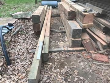 houten balken,houten bruggen,liggers, Doe-het-zelf en Bouw, Hout en Planken, Ophalen, Zo goed als nieuw, 300 cm of meer, Balk