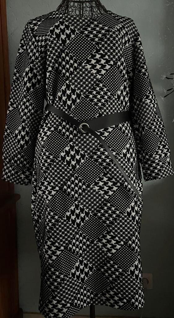 Caroline Biss 38 Nieuw Pied-de-poule jurk met riem, Kleding | Dames, Jurken, Nieuw, Maat 38/40 (M), Zwart, Ophalen of Verzenden