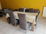 Grijs eik eettafel met 6 stoelen, Huis en Inrichting, Ophalen, Zo goed als nieuw, Rond