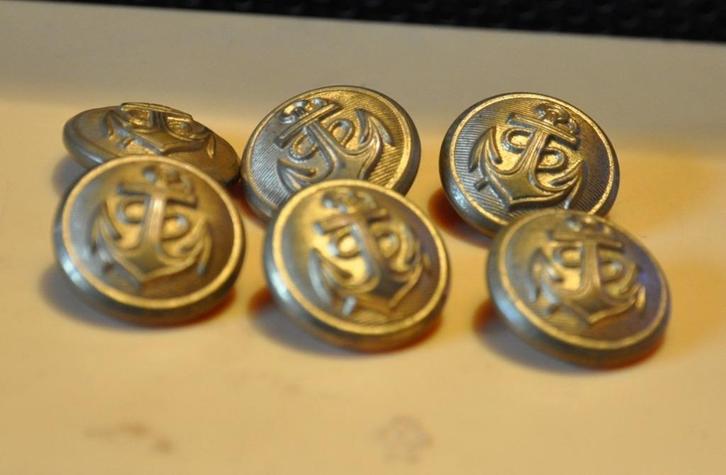 6 boutons militaire insigne marine, Collections, Objets militaires | Général, Enlèvement ou Envoi