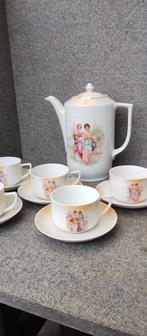 Koffieservies victoria, koffiepot,5 tassen en 5 ondertassen., Antiek en Kunst, Ophalen of Verzenden