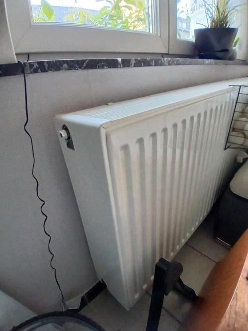 Horizontale, dubbele radiator met thermostatische kraan, Doe-het-zelf en Bouw, Verwarming en Radiatoren, Gebruikt, Radiator, Ophalen