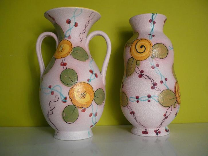 Prachtig koppel Italiaanse vintage fifties vazen, Antiek en Kunst, Antiek | Vazen, Ophalen of Verzenden