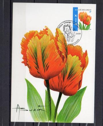 Année 2008 : Carte maximum 3786 - Tulipe orange - Buzin - Ob