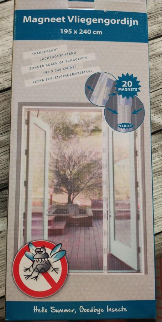 Magneet  vliegengordijn wit VOOR DUBBELE DEUR, Doe-het-zelf en Bouw, Deuren en Vliegenramen, Nieuw, Ophalen of Verzenden