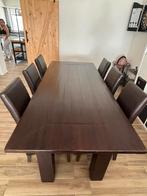 6 leren bruine stoelen, Huis en Inrichting, Stoelen, Ophalen, Gebruikt