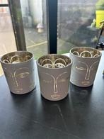 Set 3 theelichthouders, Huis en Inrichting, Woonaccessoires | Kandelaars en Kaarsen, Ophalen, Zo goed als nieuw, Wit