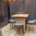 Eiken vuurtafel met bbq met 4 barkrukken, Ophalen, Gebruikt