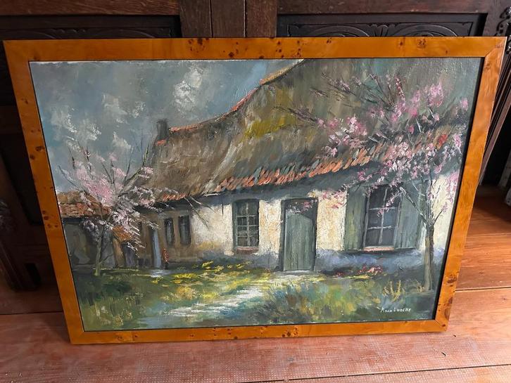 schilderij met kader - Kunstschilder M Van Loocke, Antiek en Kunst, Kunst | Schilderijen | Klassiek, Ophalen