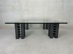 Design salontafel glas en staal, Huis en Inrichting, Tafels | Salontafels, Ophalen, Design, Vierkant, Zo goed als nieuw