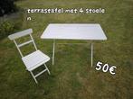 Terrastafel + 4 stoelen, Gebruikt