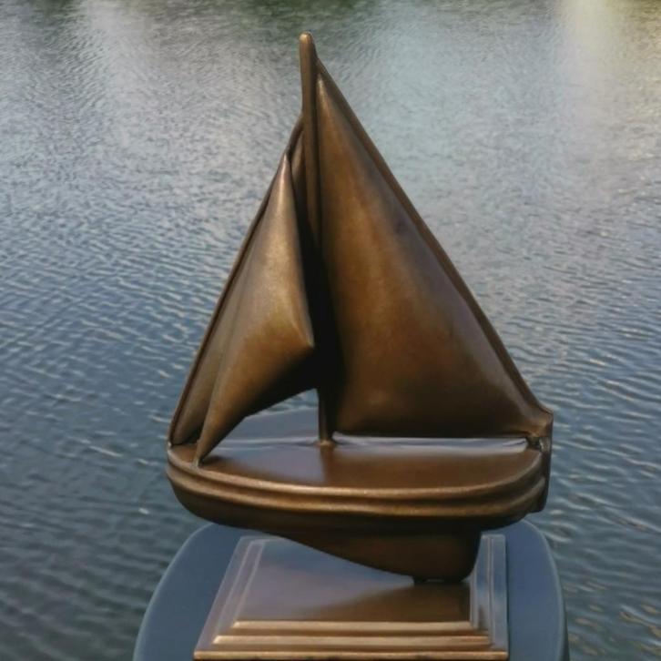 Beeld brons: Zeiljacht - Zeilboot - Zeilschip (nieuw), Antiek en Kunst, Kunst | Beelden en Houtsnijwerken