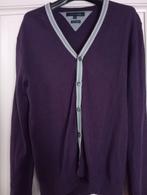 Tommy Hilfiger - gilet in paars met grijze bies, Medium, Ophalen of Verzenden, Zo goed als nieuw, Paars