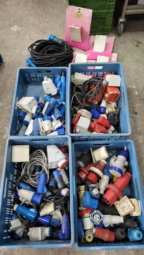 Partij elektra Euro stekkers 380 stekker, Doe-het-zelf en Bouw, Elektriciteit en Kabels, Gebruikt, Stekker, Ophalen of Verzenden