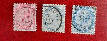 1884 Koning Leopold II, 3 zegels, serie, fraai, gestempeld beschikbaar voor biedingen
