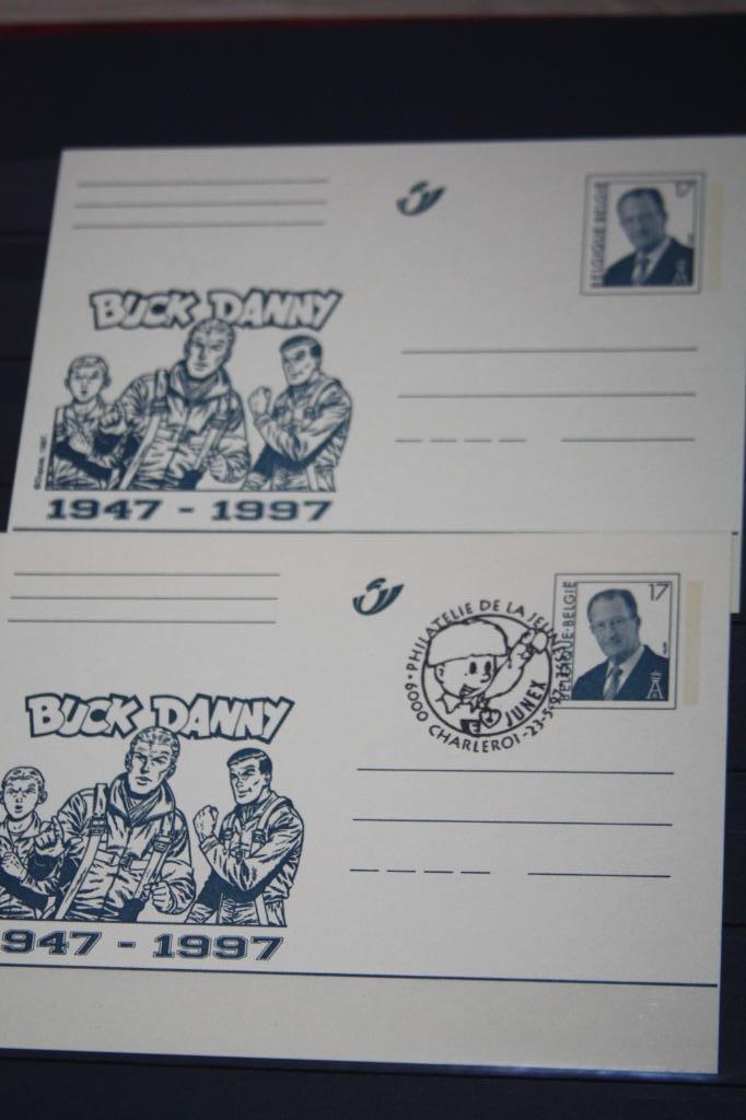 2x kaart Buck Danny , Belgische post , 1997, Verzamelen, Stripfiguren, Nieuw, Overige typen, Overige figuren, Ophalen of Verzenden