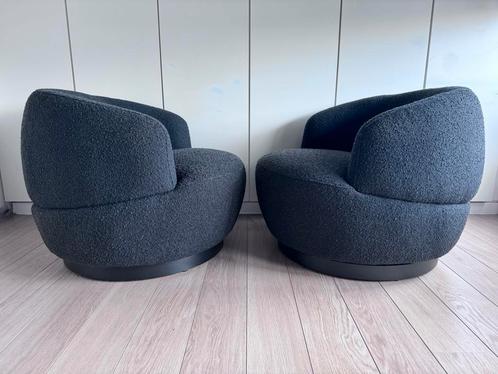 Twee draaibare antraciete zetels/ fauteuils, Huis en Inrichting, Fauteuils, Zo goed als nieuw, Metaal, Stof, 75 tot 100 cm, 75 tot 100 cm
