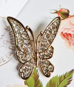 Vintage Vlinder Broche met Kristal steentjes, Handtassen en Accessoires, Broches, Ophalen of Verzenden, Zo goed als nieuw, Met kristal