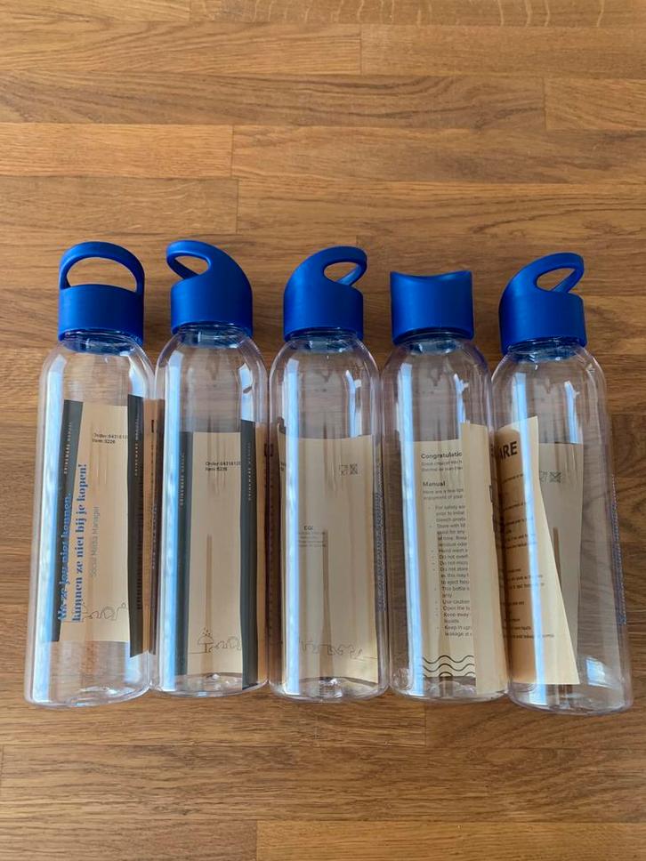 Set van 5 herbruikvare drinkflessen - NIEUW, Sport en Fitness, Drinkbussen, Nieuw, Ophalen of Verzenden