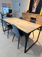 Industriële tafel + 4 stoelen 90x180, Huis en Inrichting, Ophalen, Gebruikt, 100 tot 150 cm, Vijf personen of meer