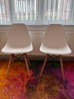 Chaise scandinave blanche pieds bois et métal, Comme neuf, Bois
