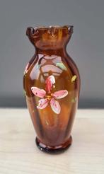 vintage vaasje bruin glas H. 15cm - mooie staat - zie info, Enlèvement