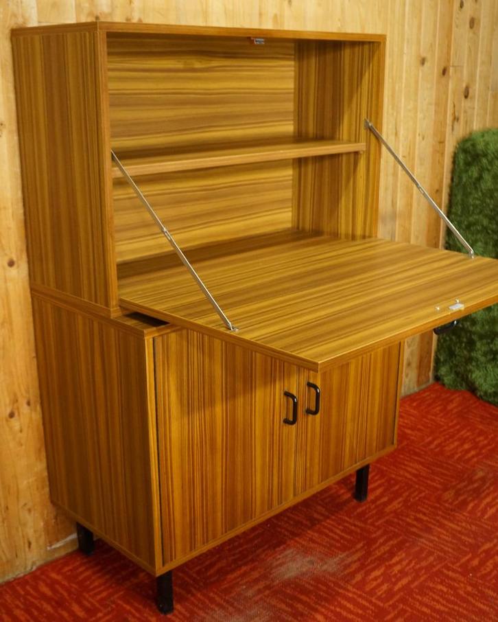 Retro Strak Klepbureau Secretaire Bureau Klep Kast Vintage, Huis en Inrichting, Kasten | Secretaires, Gebruikt, Ophalen