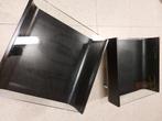 2 bijzet-/salontafels zwart hout & glas – inox poten, 50x50x, Ophalen, Glas