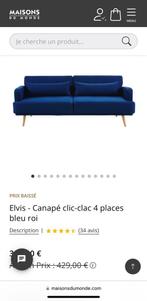 Maisons du Monde - Elvis - Donkerblauwe slaapbank, Huis en Inrichting, 150 tot 200 cm, Scandinavisch design, Kunststof, Rechte bank