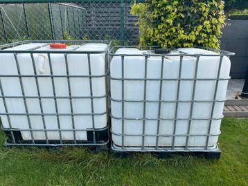 IBC vaten (2x) 1000 liter, Enlèvement, Utilisé, Autres matériaux, Avec robinet