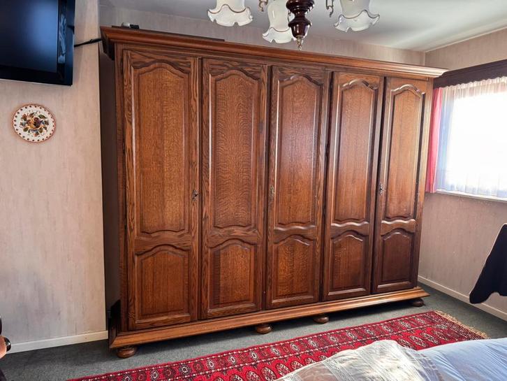 eiken slaapkamer in goede staat., Huis en Inrichting, Slaapkamer | Complete slaapkamers, Gebruikt, Tweepersoons, Ophalen